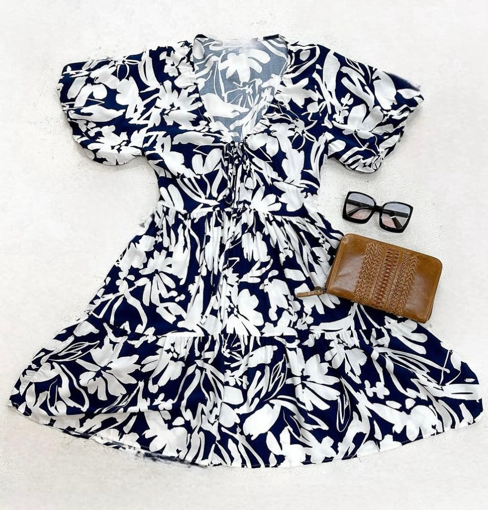 Sophie Mini Dress || Navy + White